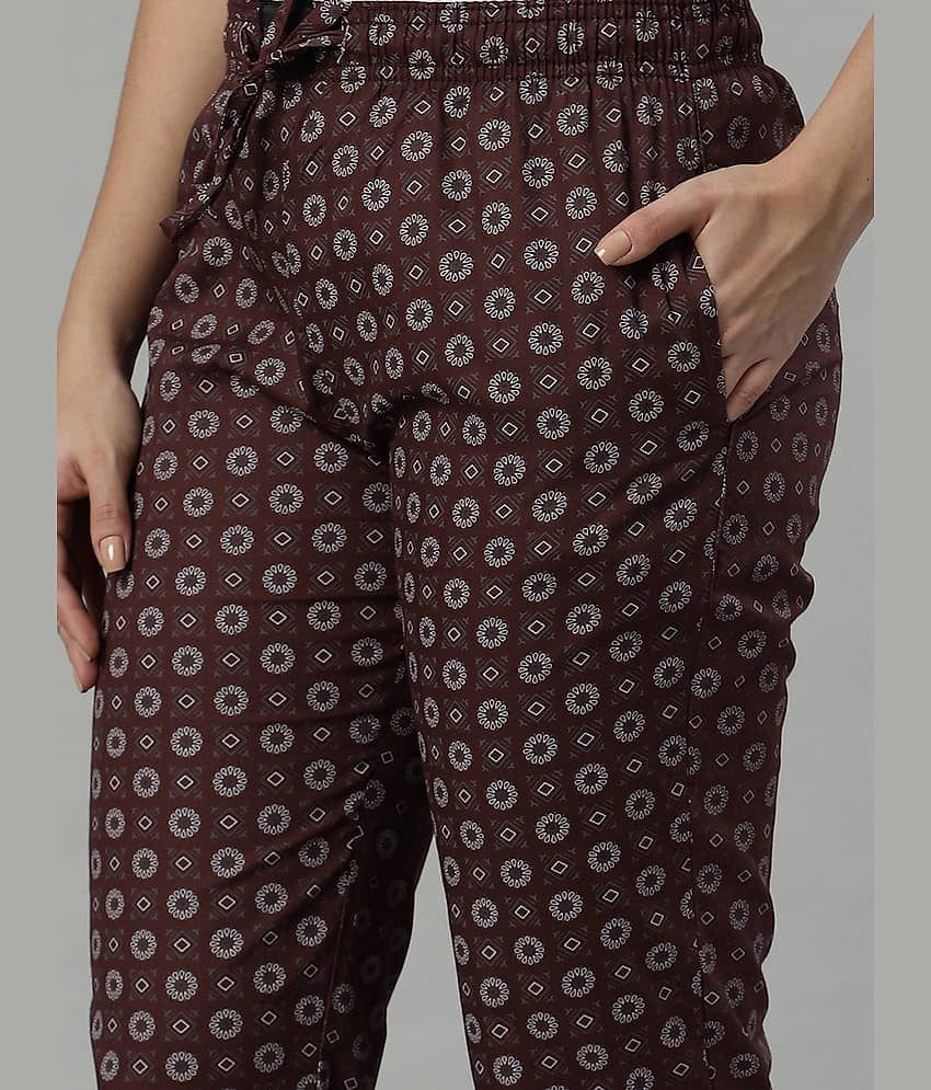 Flamboyant Brown Cotton Regular Women's Casual Pants ( Pack of 1 ) view 2