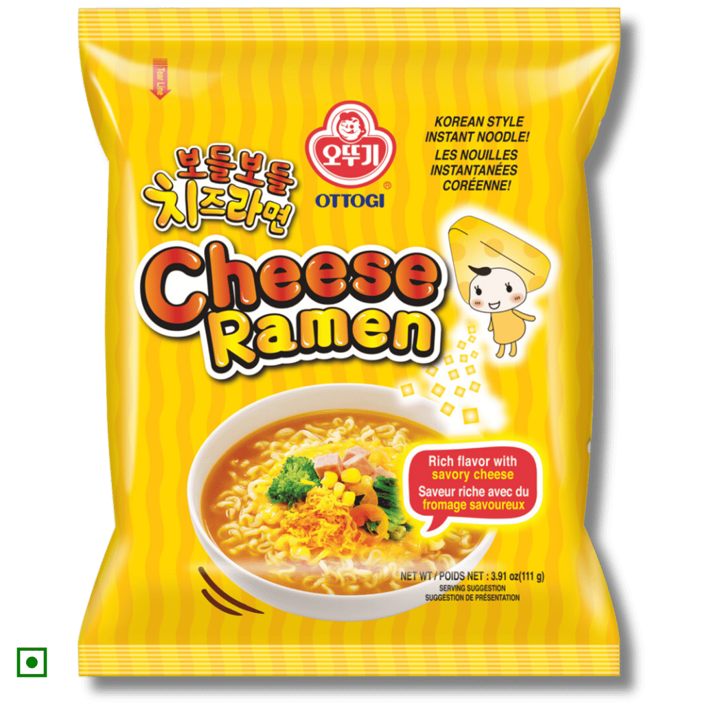 Ottogi Cheese Ramen Rich Flavor with Savory Cheese Korean Style Vegetarian Instant Noodles 111gm, Pack of 2, The Product of Korea (Imported) view 2