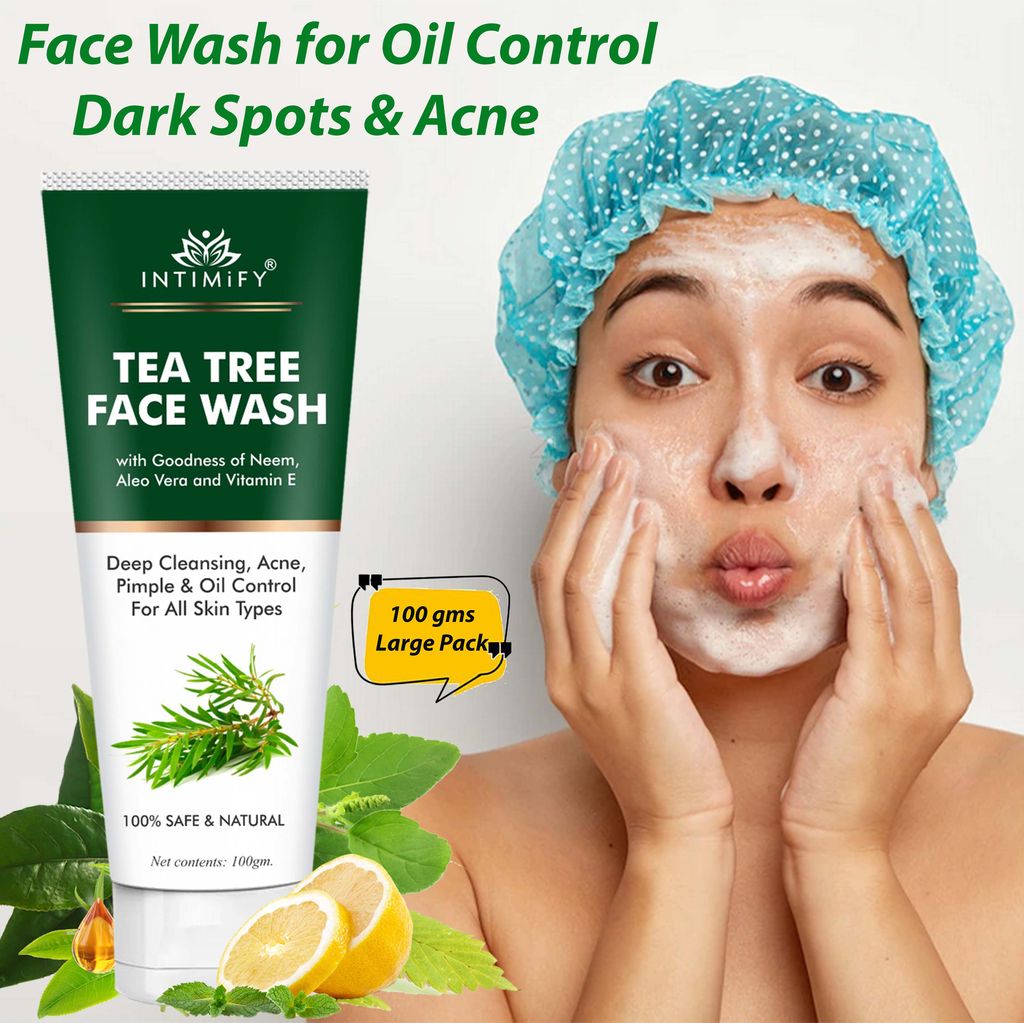 Intimify Tea Tree Face Wash, face wash, anti aging wrinkles face wash, anti aging face wash, skin brightening face wash, 100 gm view 2