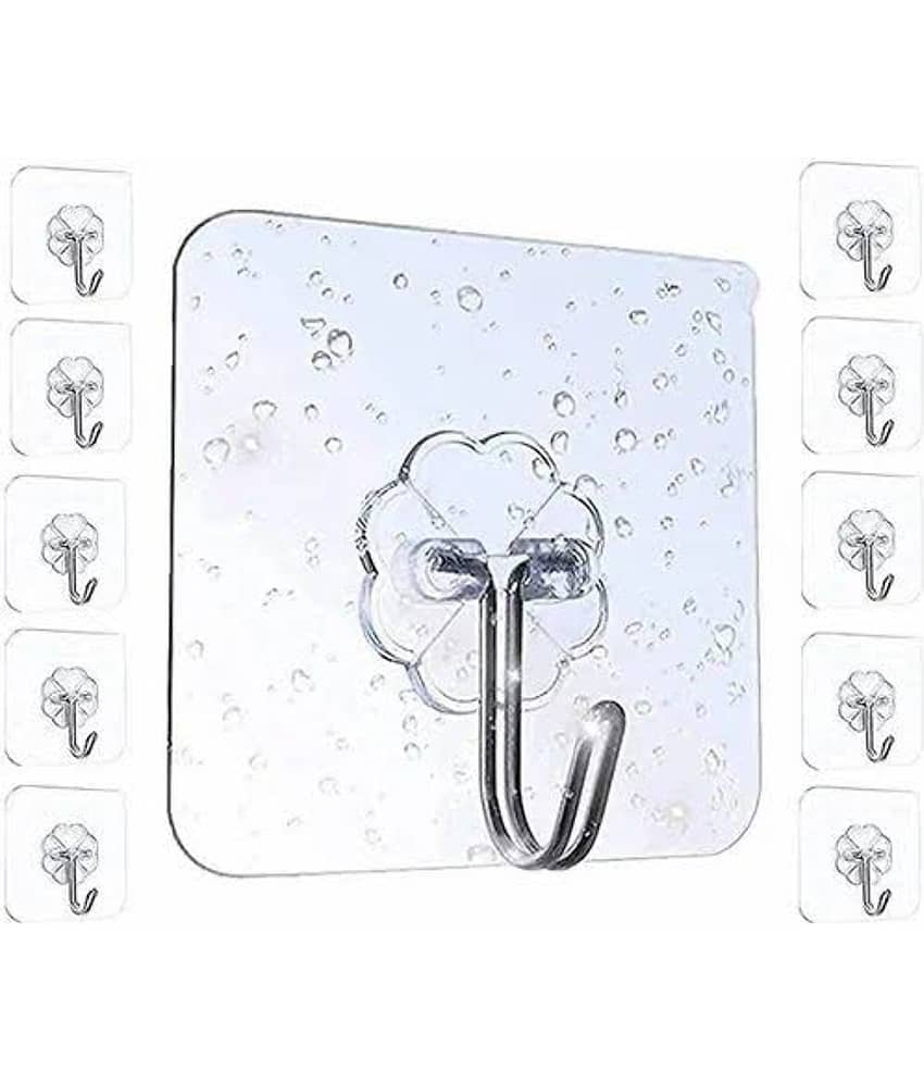 ADISON Sticker Hooks Pack of 10 Pcs Wall Sticker Hooks Can Hold Upto 2 Kgs view 2