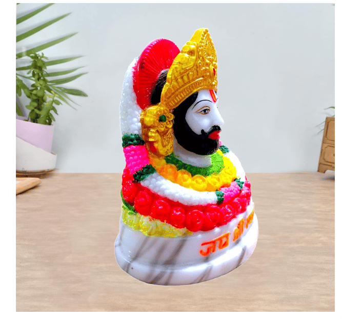 Vishu Store Baba Khatu Shyam ji Idol Statue Showpiece for Home and Pooja Decoration | Khatu Shyam Murti for Car Dashboard & Home (Resin Multicolor 4" Inches) view 2