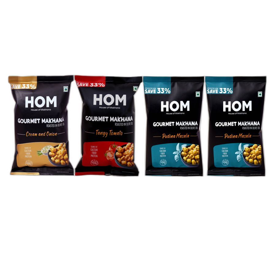 Gourmet Makhana (Pack of 4) With Flavours of Pudina Masala, Cream & Onion , Tangy Tomato, Pudina Masala. - 56 gm view 2
