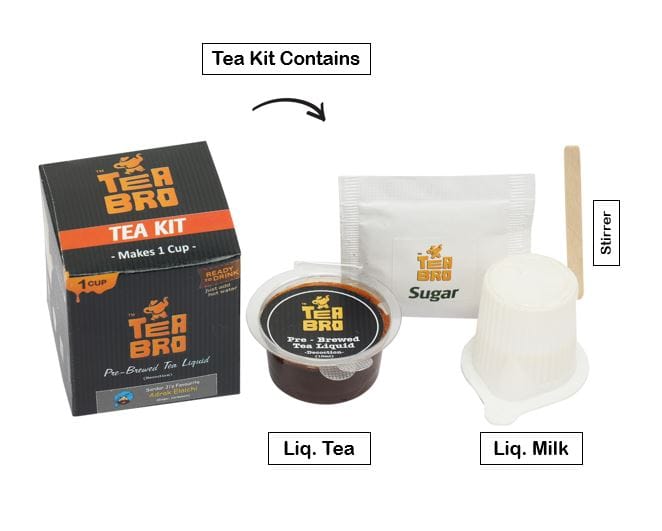 TEA BRO, Instant Milk Tea (Masala Tea Flavour) | Pre-Brewed Tea Liquid Decoction (Concentrate) | Just Add Hot Water | 12 Tea Kits with (Liq.Tea + Liq.Milk + Sugar) - BhaiSahab's Special, Masala Tea Blend view 2