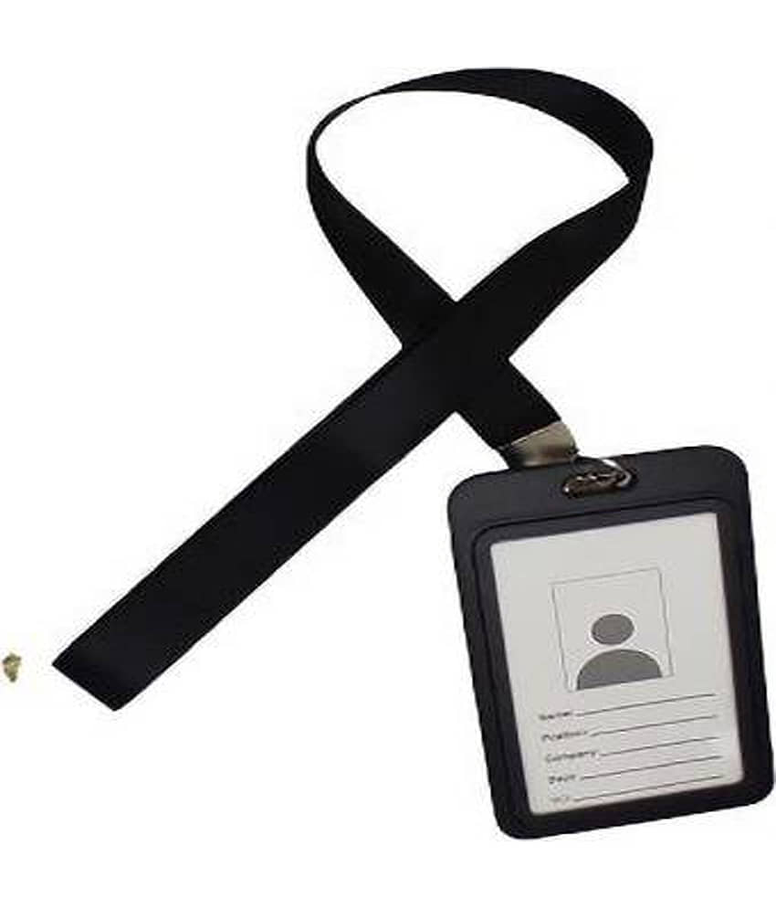 Black silk Lanyard with Plastic Card holder view 2
