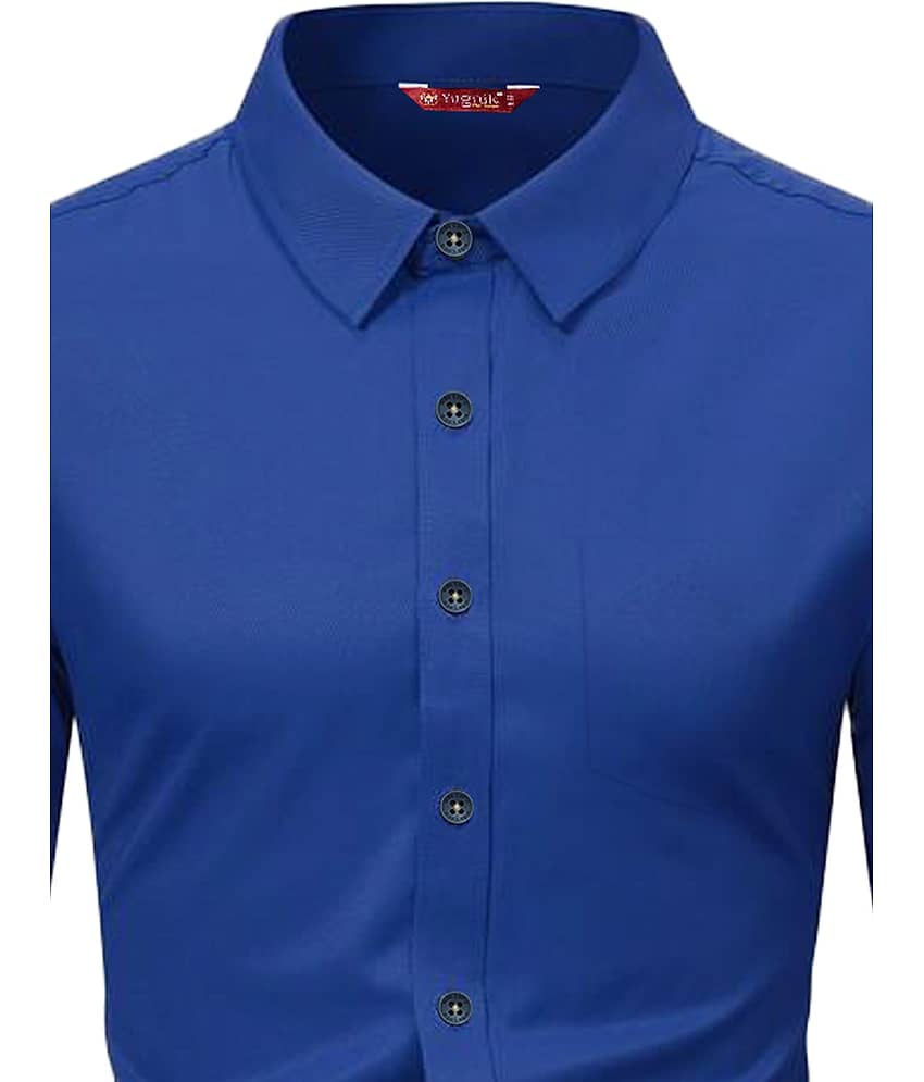 Yugnik Cotton Blend Slim Fit Full Sleeves Men's Formal Shirt - Mint Green ( Pack of 1 ) view 2