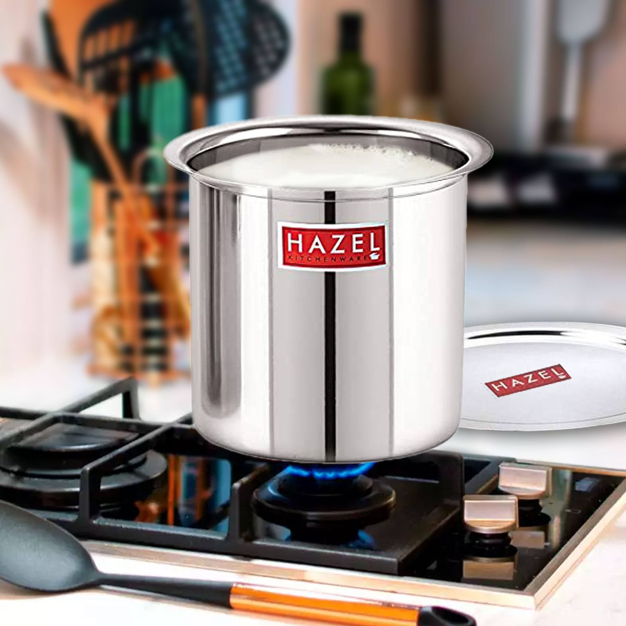HAZEL Steel Milk Pot with Lid , 2200 ml Stainless Steel Milk Boiler Container , Milk Boiling Vessel Gunj for Kitchen view 2