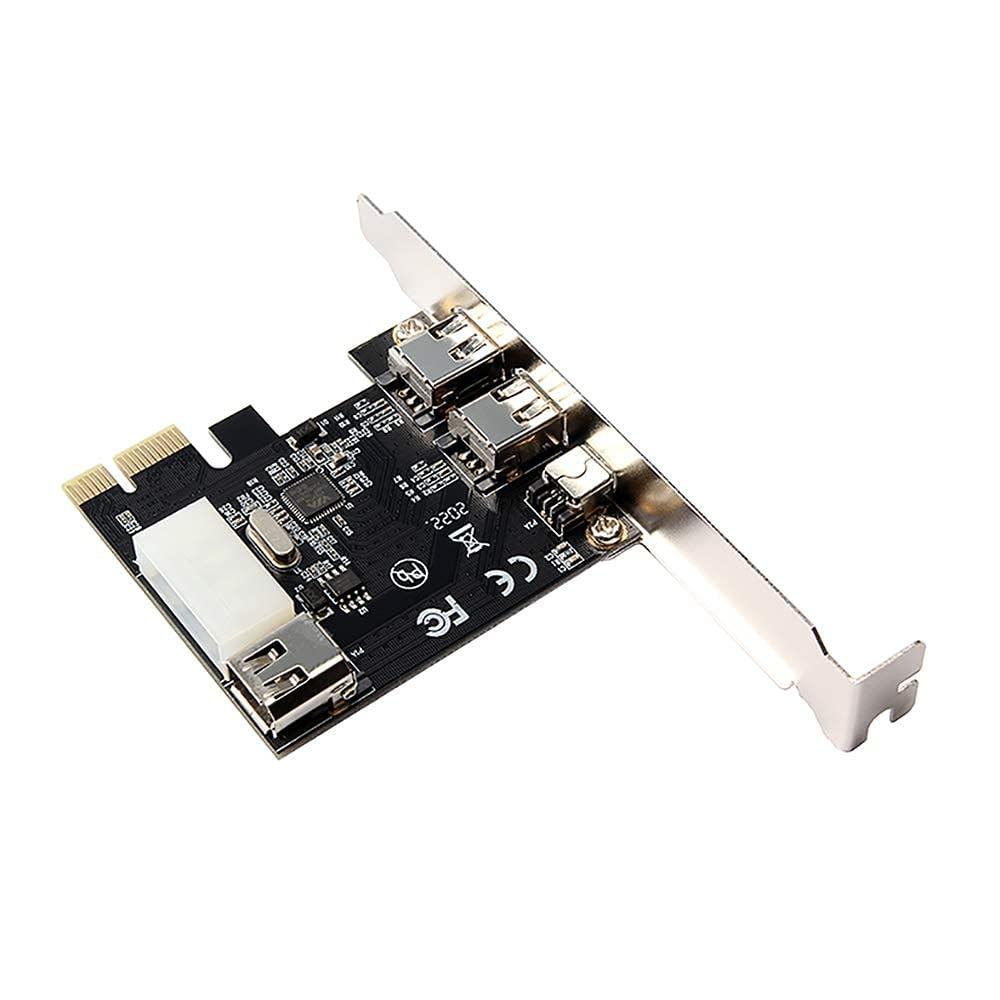 PCI Express Firewire Card, IEEE 1394 4-Port PCIe Adapter (3 x 6 Pin, 1 x 4 Pin), Firewire 400 for Windows, Mac, Linux view 2