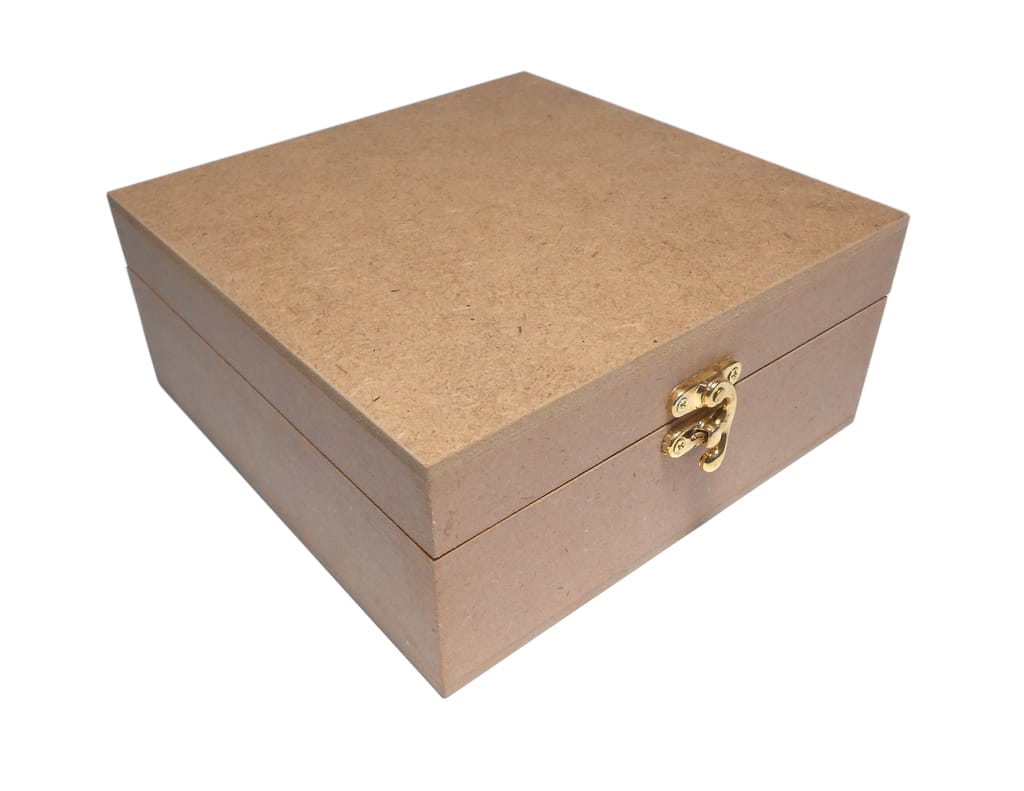 DEVESHA DIY Wooden Jewelry Box - 7 × 7 × 3 Inch | MDF Box for Art, Craft, Decoupage & Decoration | Handmade Wooden Jewelry Box with Lock view 2