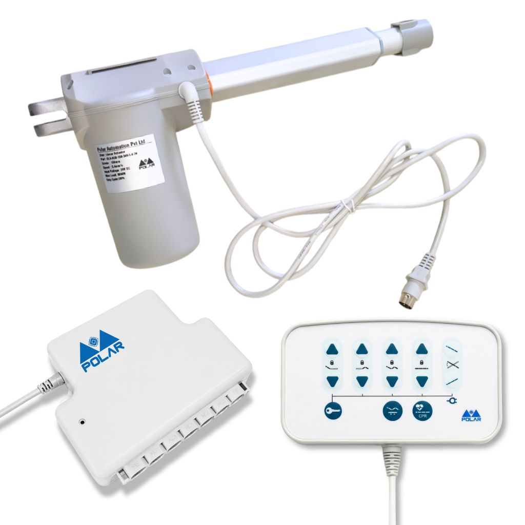 Advanced 5 Function Hospital Bed Actuator System with Nurse Panel (Stroke 150 mm | Load 6000 N | Speed 4 mm/s)