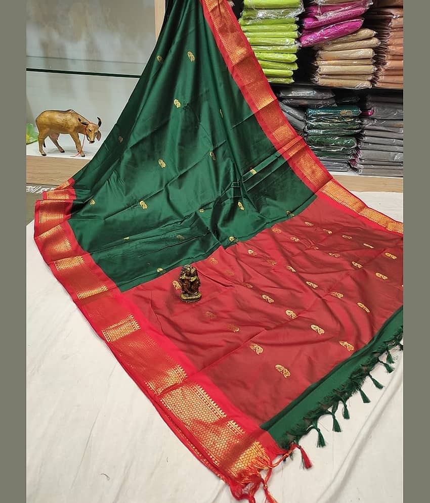 FAB SILK Cotton Silk Woven Saree With Unstitched Blouse Piece ( Pink )