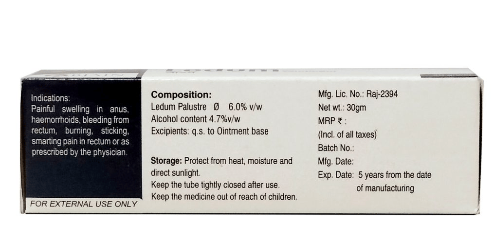 BJAIN Ledum Palustre Ointment for Haemorrhoids & Rectal Pain Relief - 30gm view 2