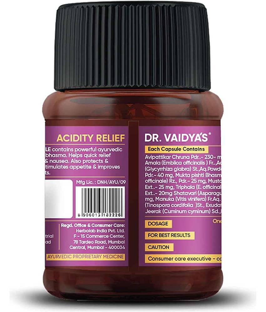 Dr. Vaidya'S Acidity Relief Capsules Ayurvedic Medicine For Acidity And Gas, 30 Capsules (Pack of 3) view 2