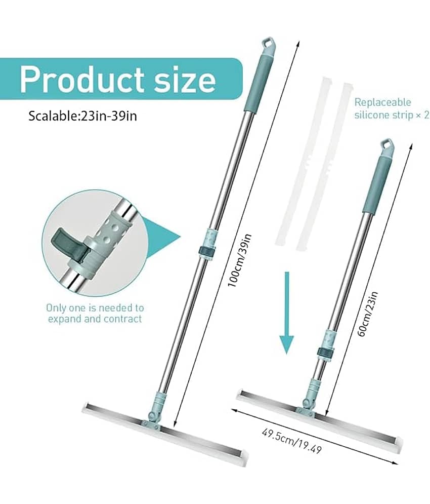Dust N Shine Wiper Mop for Floor Cleaning Heavy Duty Magic Broom Sweeper Silicon Floor Wiper with Stainless Steel Extendable Handle view 2