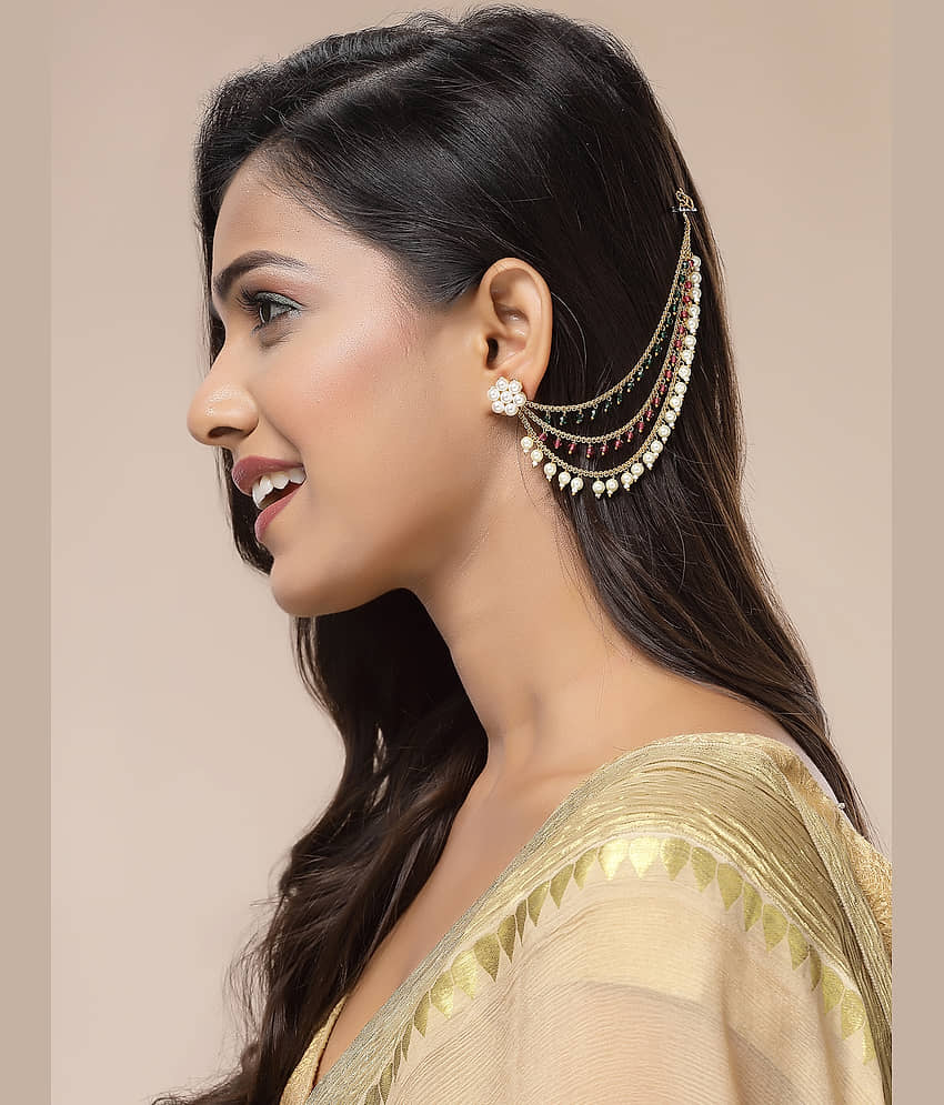 Sukkhi Red Ear Chain Earrings ( Pack of 2 ) view 2
