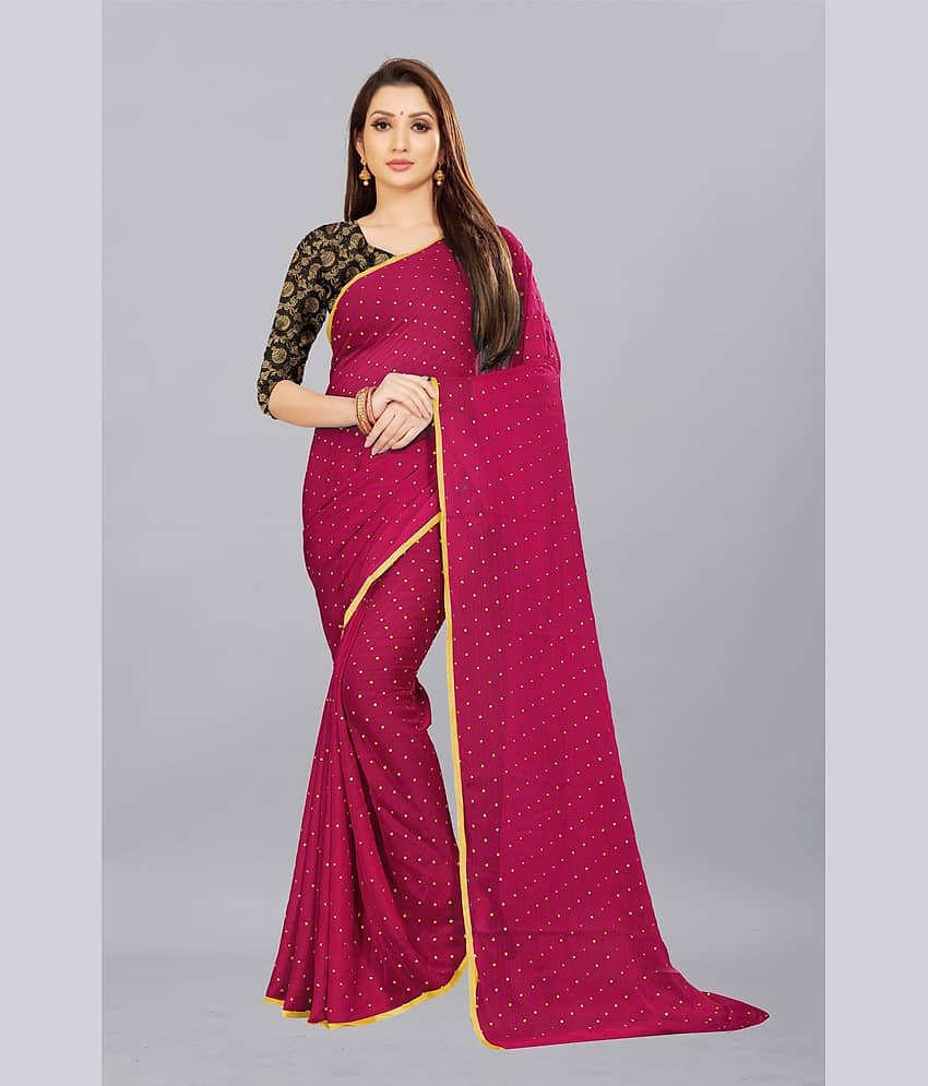 Rhey Chiffon Printed Saree With Unstitched Blouse Piece ( Navy Blue )