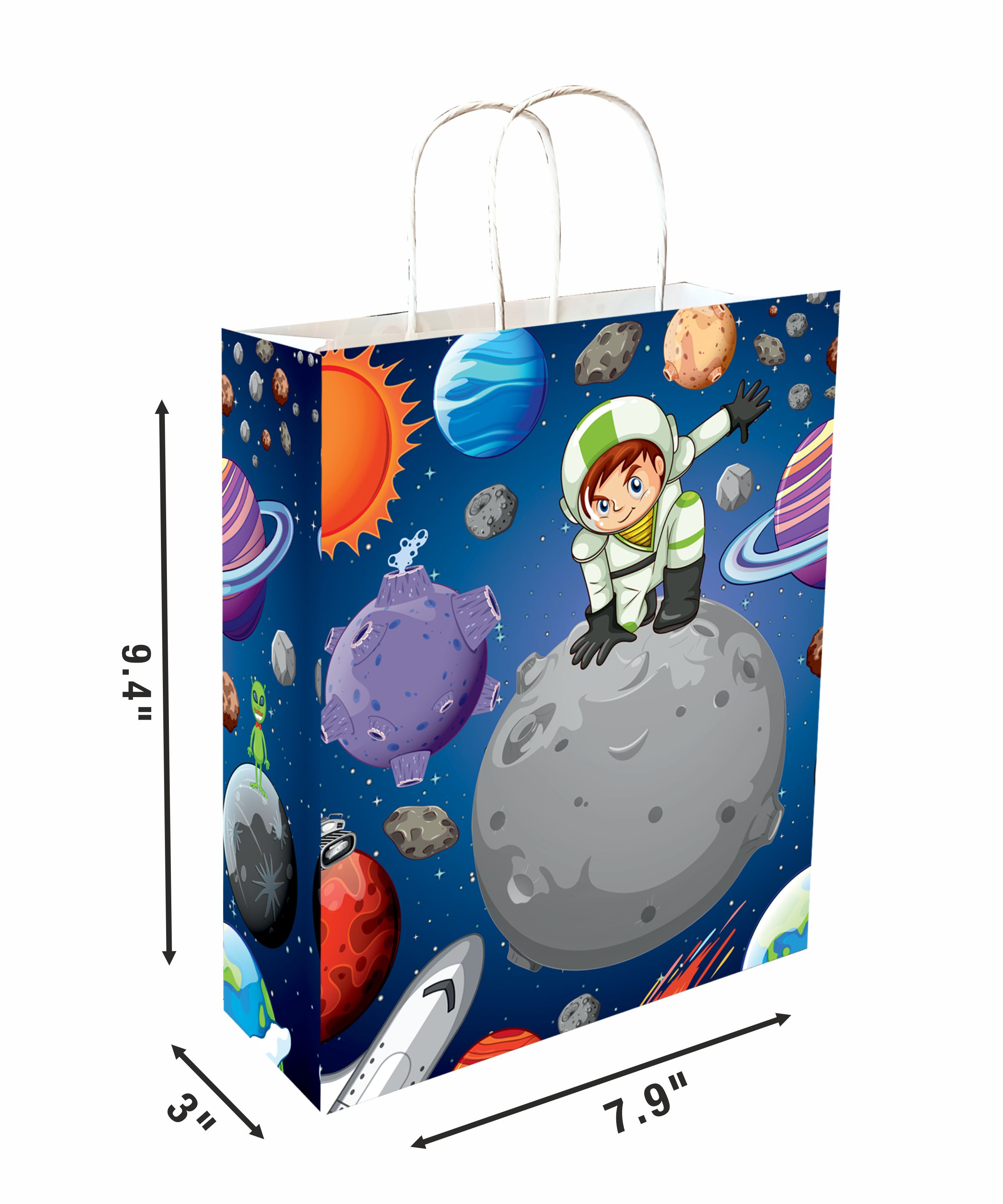 Galaxy Space Astronaut Printed Paper Gift Bags, Notepads & Thank You Cards Combo - 36 Piece Set, Ideal for Kids Birthday Gift, Return Gifts, Special Occasion Gifting (12 Units of Each Item) view 2