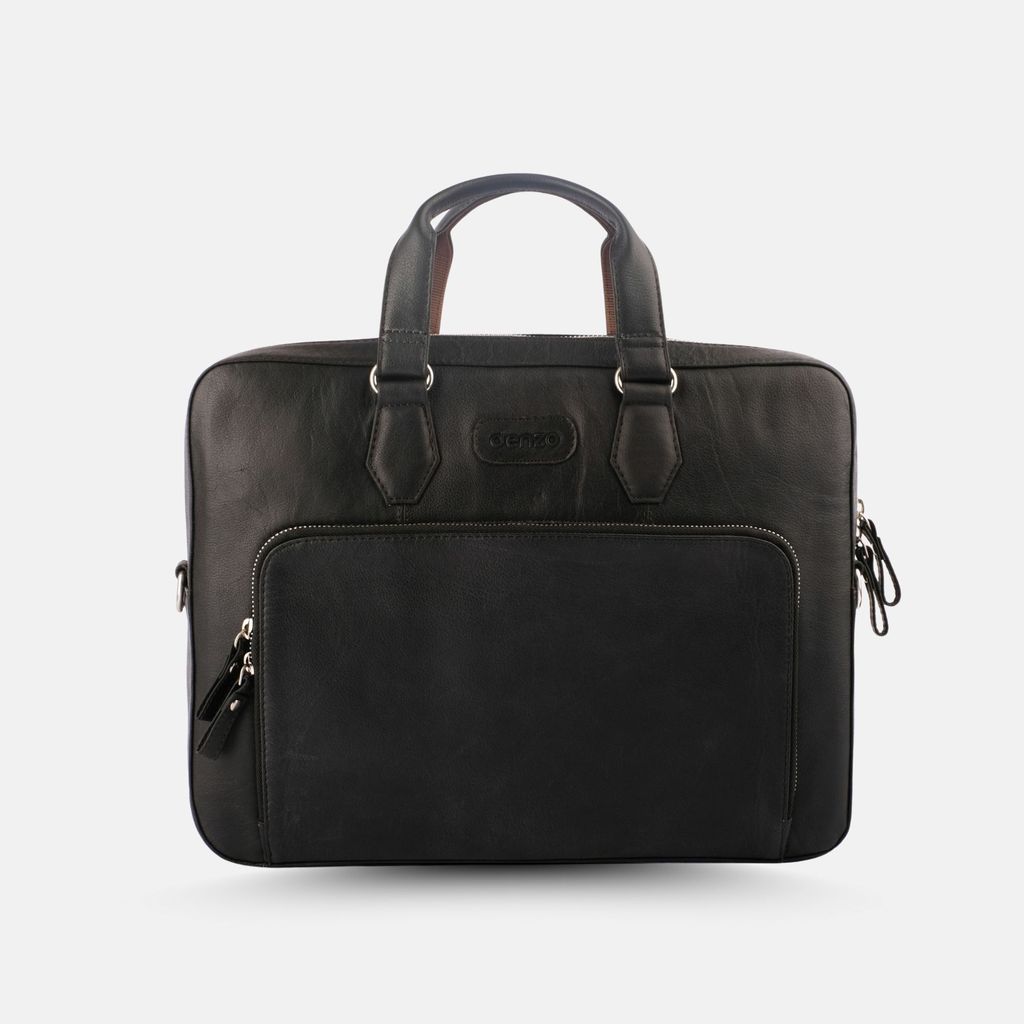 Viva Black Leather Laptop Bag view 2