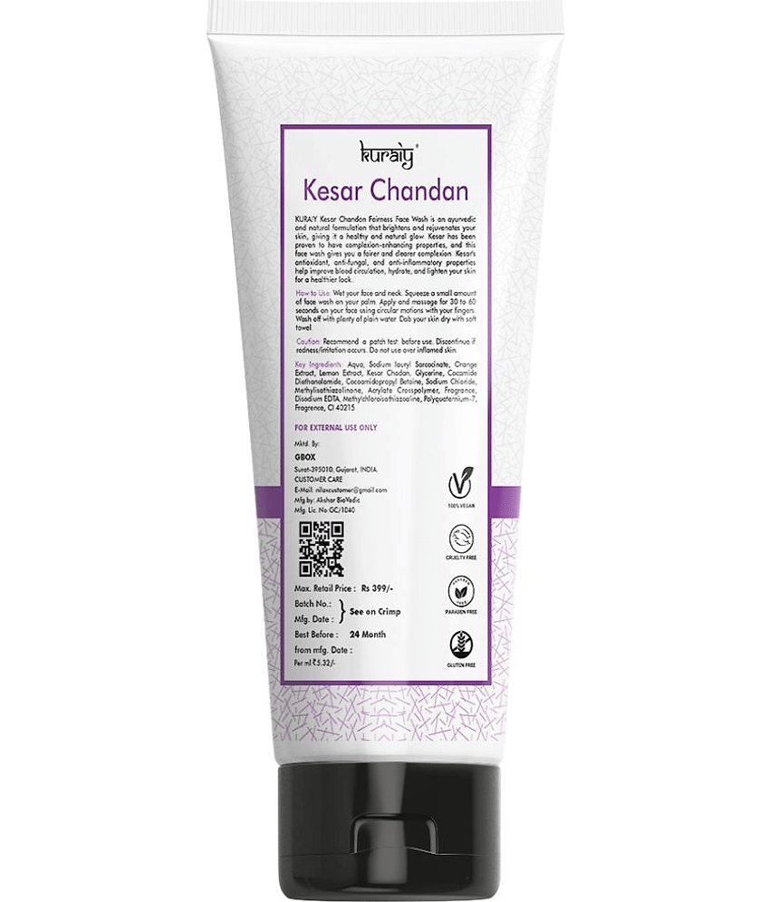 KURAIY Gold Kesar Chandan Face wash For Glowing Skin, All Skin Types 75ml Each (Pack of 1) view 2