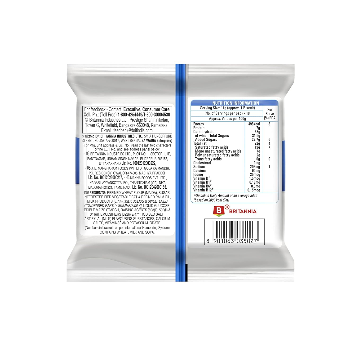 Britannia Milk Bikis Milk Cream Biscuits, 200G view 2