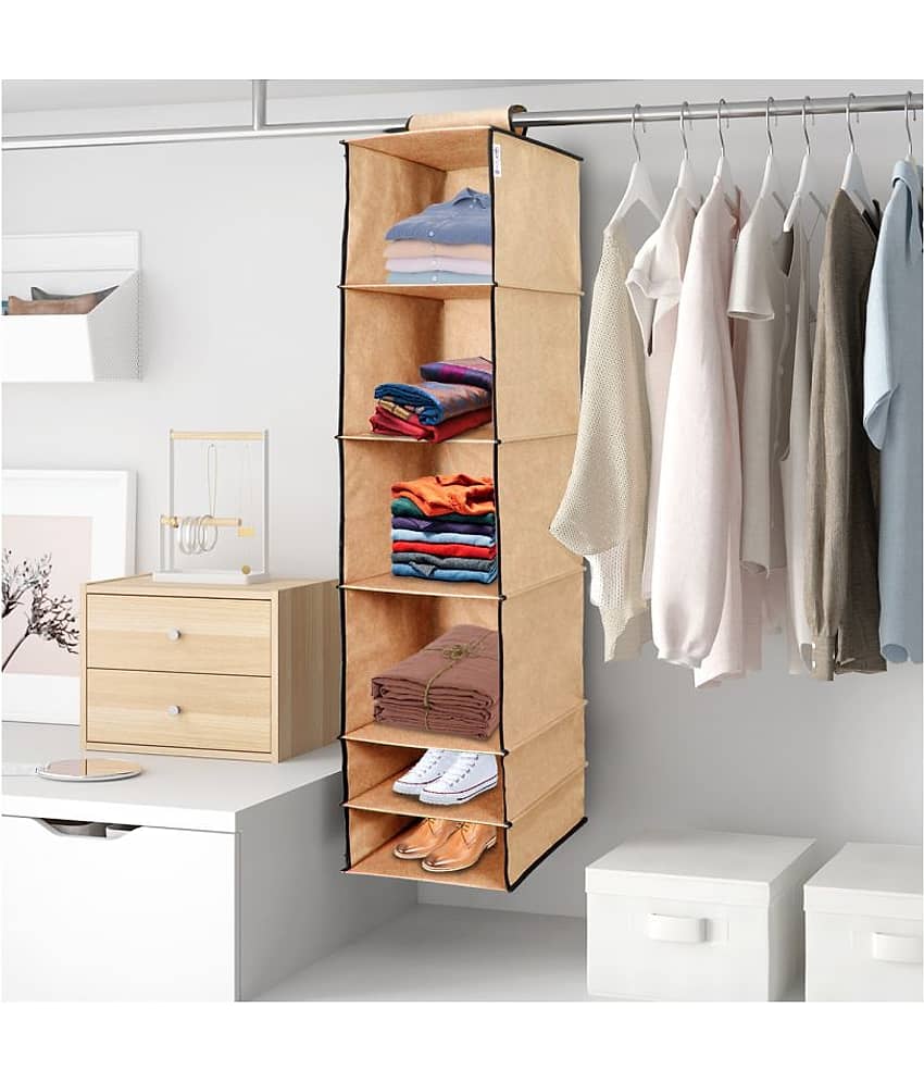 PrettyKrafts 6 Tiers/Shelves Clothes Hanging Organizer, almirah wardrobe for Regular Garments, Shoes Storage Cupboard, Hanger Bag view 2