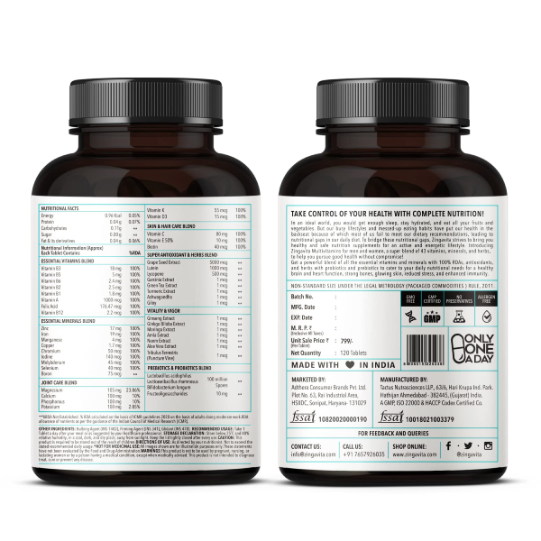 Zingavita Multi Vitamins with Probiotics & Prebiotics 120 Tablets view 2
