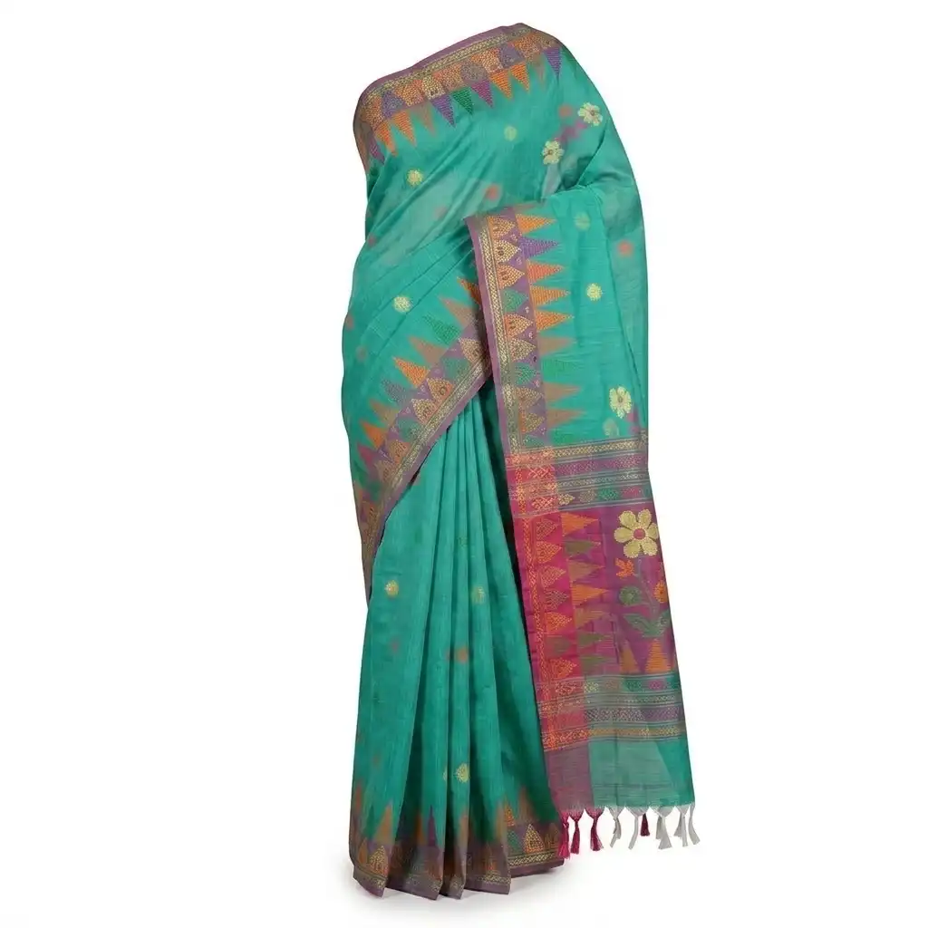 Sage Green Sambalpuri Saree view 2