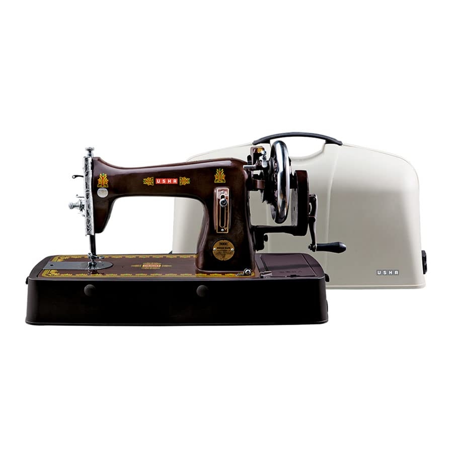 USHA Bandhan DLX Manual Sewing Machine, Composite Body with Cover - Brown