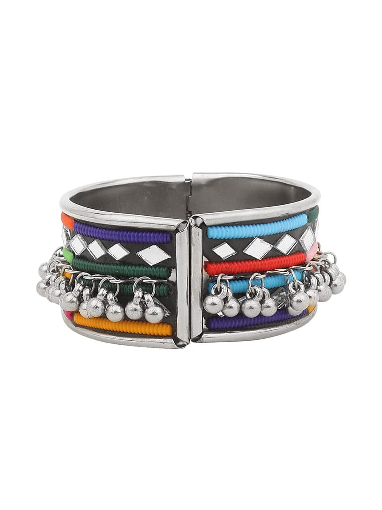 Cardinal Oxidized Multicolor Minakari Mirror ,Adjustable Bracelet view 2