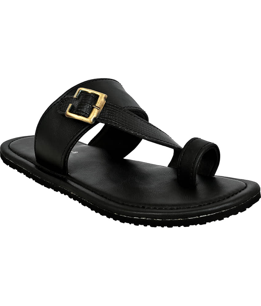 Chappal Wala Black Men's Leather Slipper view 2
