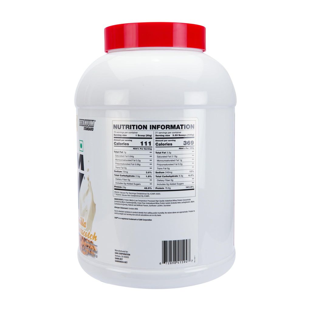 San Nutrition 100% Pure Titanium Whey Protein Powder | 23g protein | Concentrate & Isolate | view 2