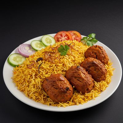 Hyderabadi Biriyani Rice With Chicken Kabab (4 Pieces)