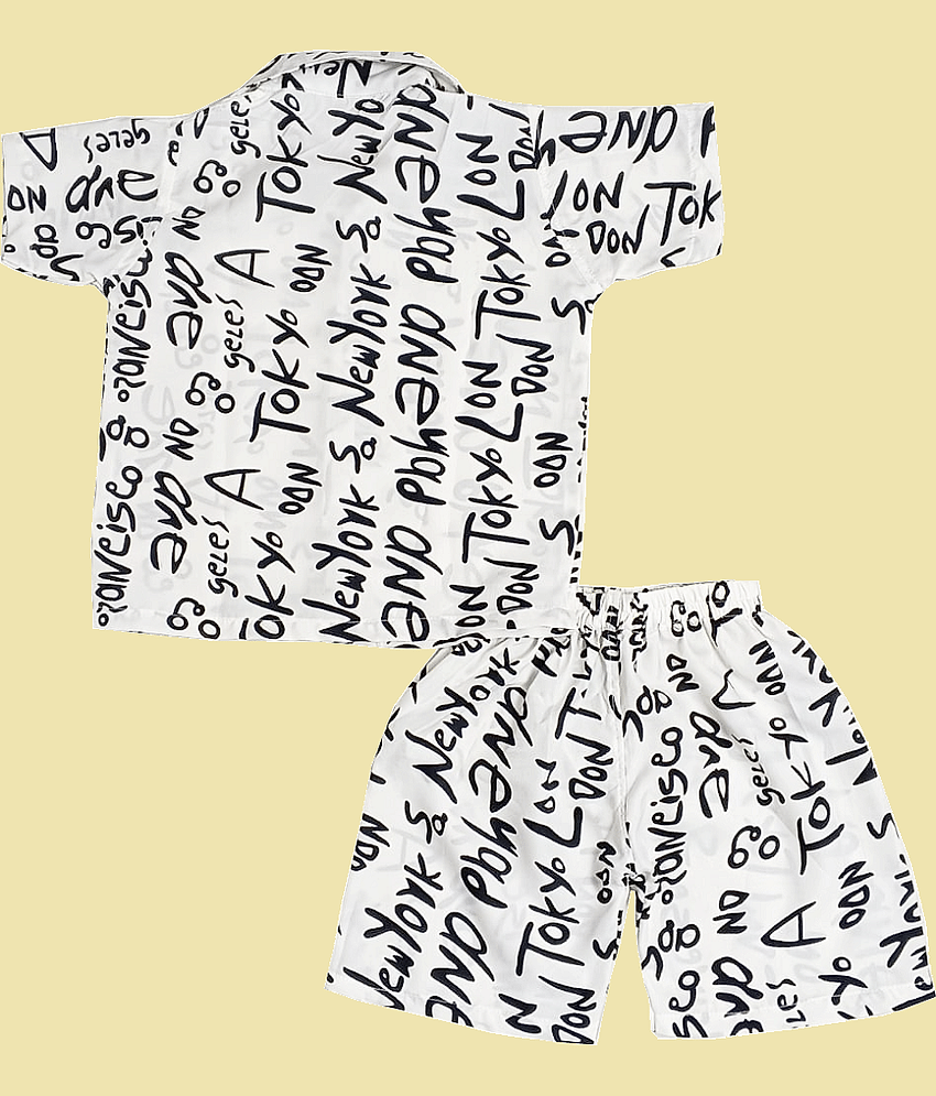 harshvardhanmart Pack of 1 Unisex for Baby Crepe Shirt & Shorts ( White ) view 2