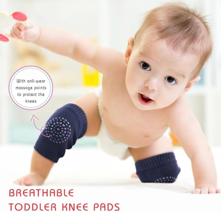BARBAR KHARIDO 2 Pairs Baby Knee Pads for Crawling, Anti-Slip Padded Stretchable Elastic Cotton Soft Breathable Comfortable Knee Cap Safety Protector view 2