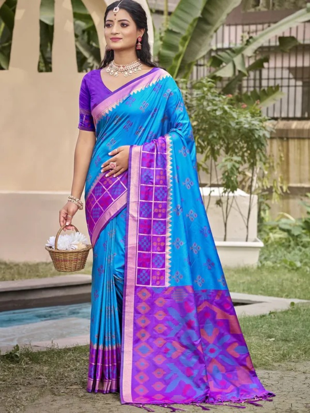 Blue Silk Saree view 2