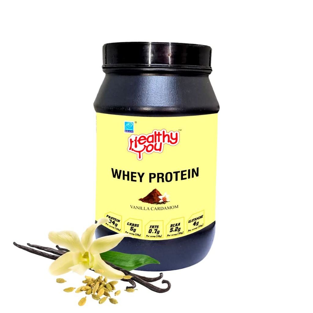 Healthy You Whey Protein | 23.76g Protein, BCAA 5.45g per 33g scoop| Improved Protein Utilisation| Sugar & Dope Free| Easy to Digest| Faster Recovery| Essential Amino Acids
