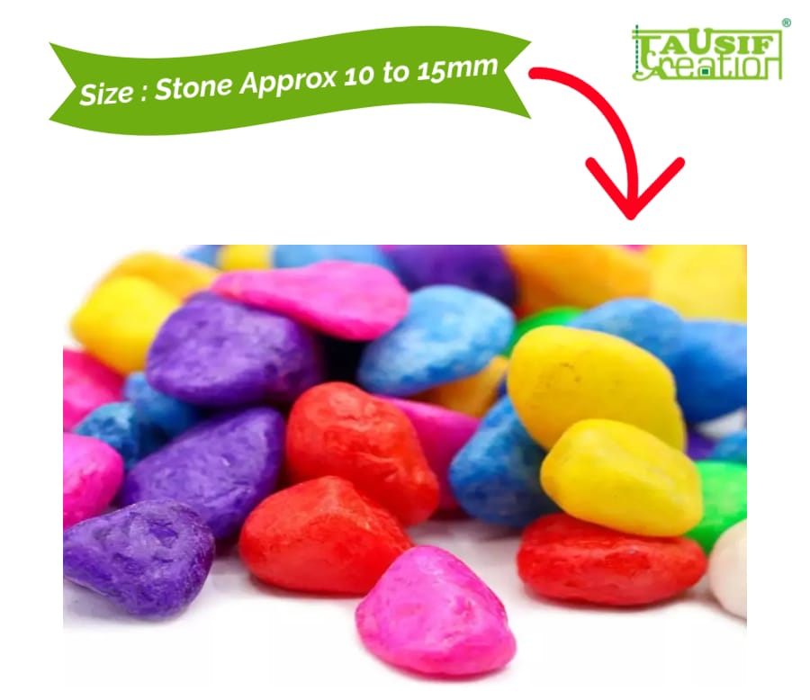 TAUSIF CREATION® Multicoloured Aquarium Stones/Marbles/Pebbles for Fish Tank Landscaping Rocks Natural River Gravel Polished Decorative Colorful (Pack of Net Wt. 500 gm.) view 2