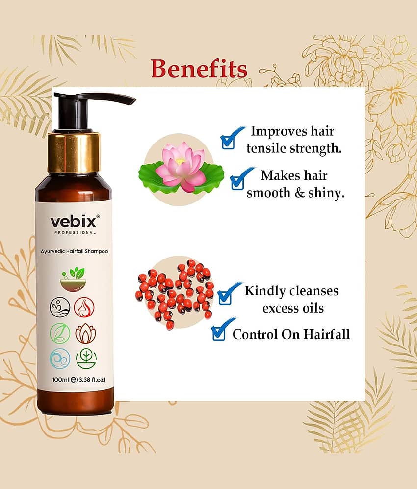 VebixProfessional HairCare Regimen -Ayurvedic 4 Product Vedix Kit -For All Hair - Lotus AntiHairfall Shampoo + Anti HairFall Neem Oil + Hair Keratin Mask & Hair Growth Serum view 2