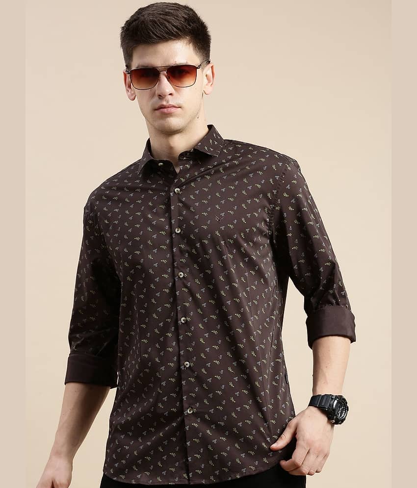 Showoff Cotton Blend Regular Fit Printed Full Sleeves Men's Casual Shirt - Coffee ( Pack of 1 ) view 2