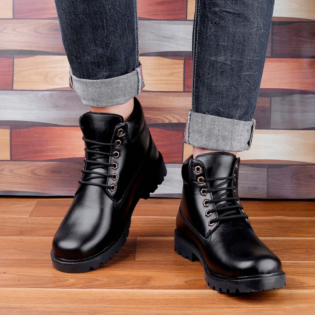 Bxxy's Faux Leather Chelsea Ankle Lace-up Boots for Men view 2
