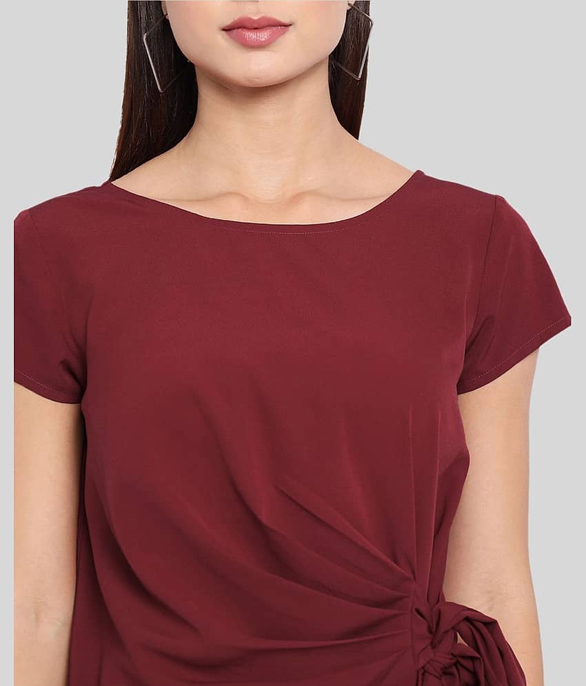 ALL WAYS YOU Women's Polyester Knot Front Top ( Maroon ) view 2