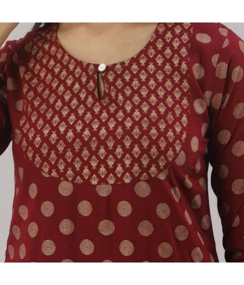 MAUKA - Maroon Straight Rayon Women's Stitched Salwar Suit ( Pack of 1 ) view 2