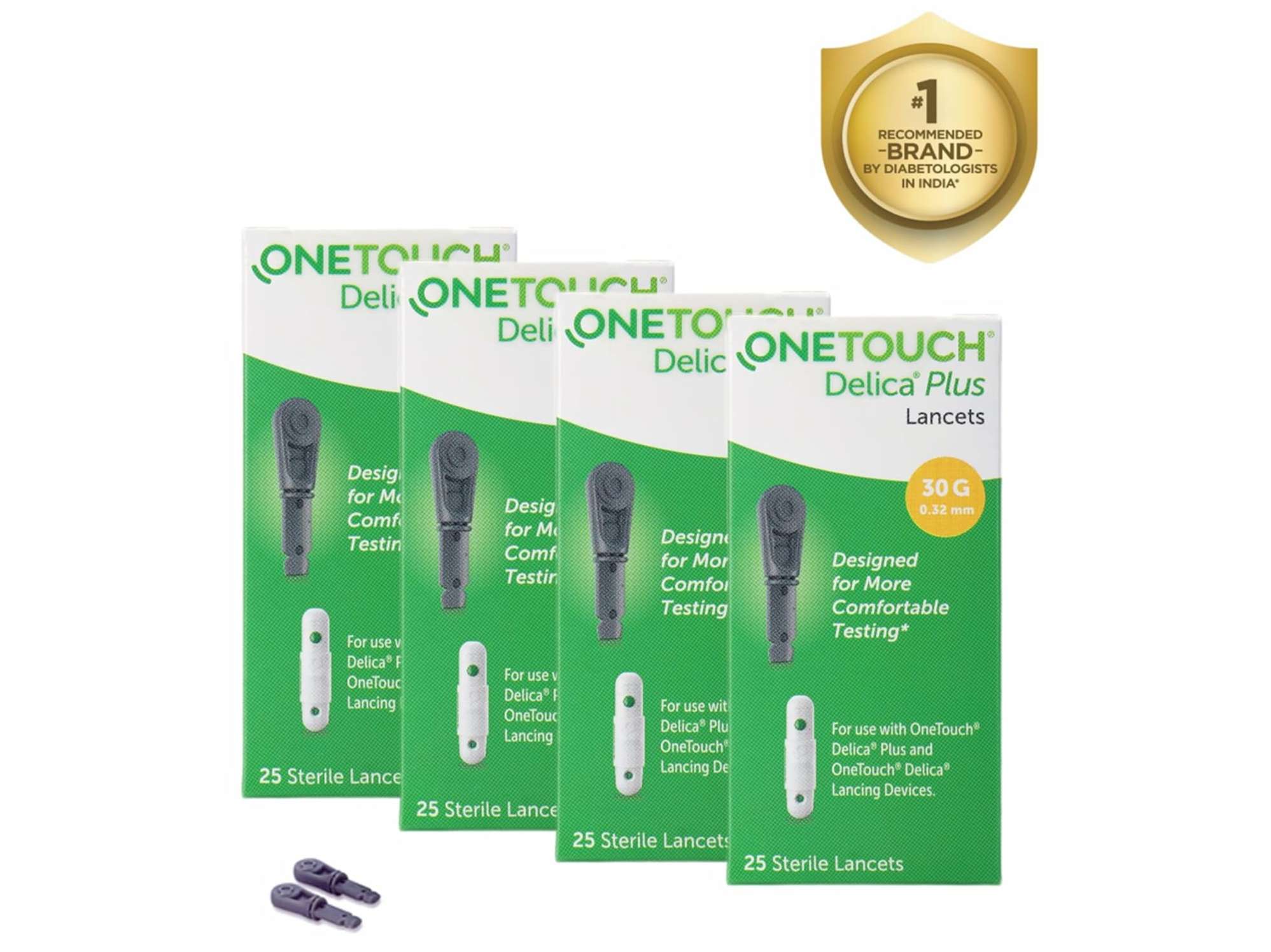 OneTouch Delica Plus Lancets, For Virtually Pain Free Blood Glucose Testing, Global Iconic Brand, For use with OneTouch Delica Plus Lancing Device - 4 Pack of 25 Lancets