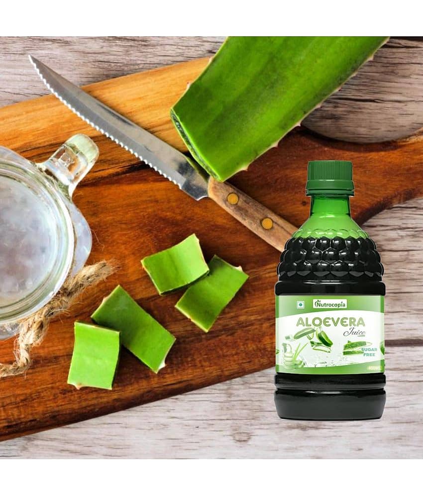 NUTROCOPIA Aloe Vera Juice | For Glowing Skin & Healthy Hair | Organic & Natural Juice Made With Cold Pressed Aloe Vera 400 ML - Pack of 4 view 2