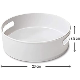 360 Rotating Kitchen Spice Cosmetic Holder Organizer Rack Tray (23L X 23B X 75H Cm WhitePlastic Tiered Shelf) view 2
