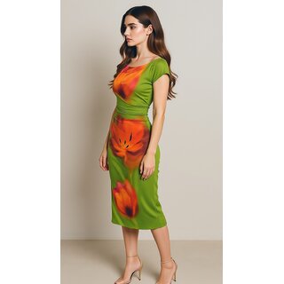 Green Powernet Bodycon Dress For Women view 2