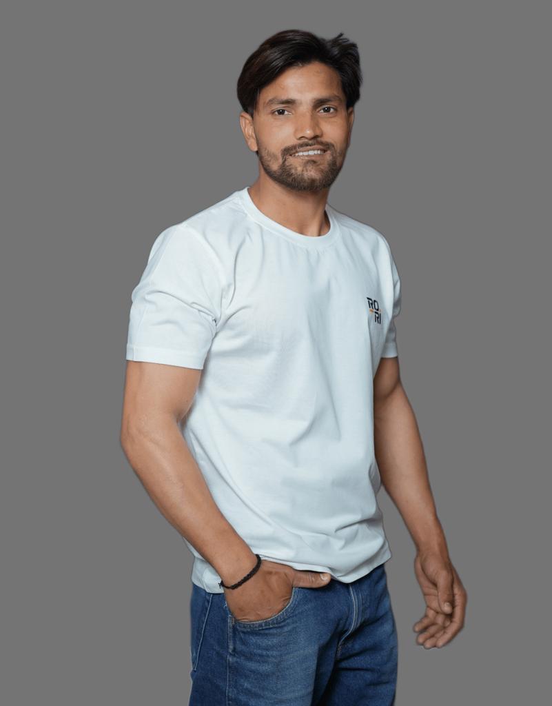 Premium Cotton Men's Classic Series Round Neck Half Sleeve T-Shirt by Rori | Solid Color | Made in India view 2