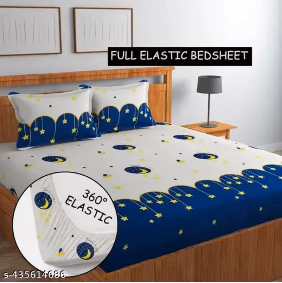 homdazal Microfibre Typography Fitted ( Queen Size ) - Multi