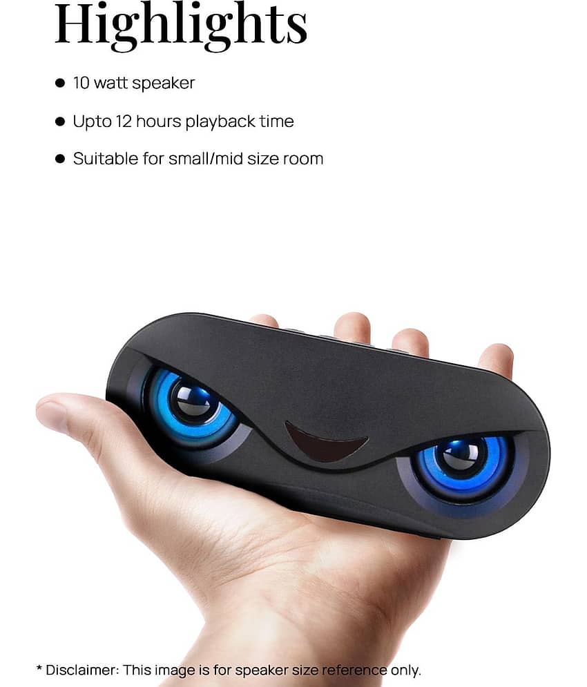 VEhop FALCON 10W 12Hrs 10 W Bluetooth Speaker Playback Time 12 hrs Bluetooth v5.0 with USB,SD card Slot,Aux,3D Bass Black view 2