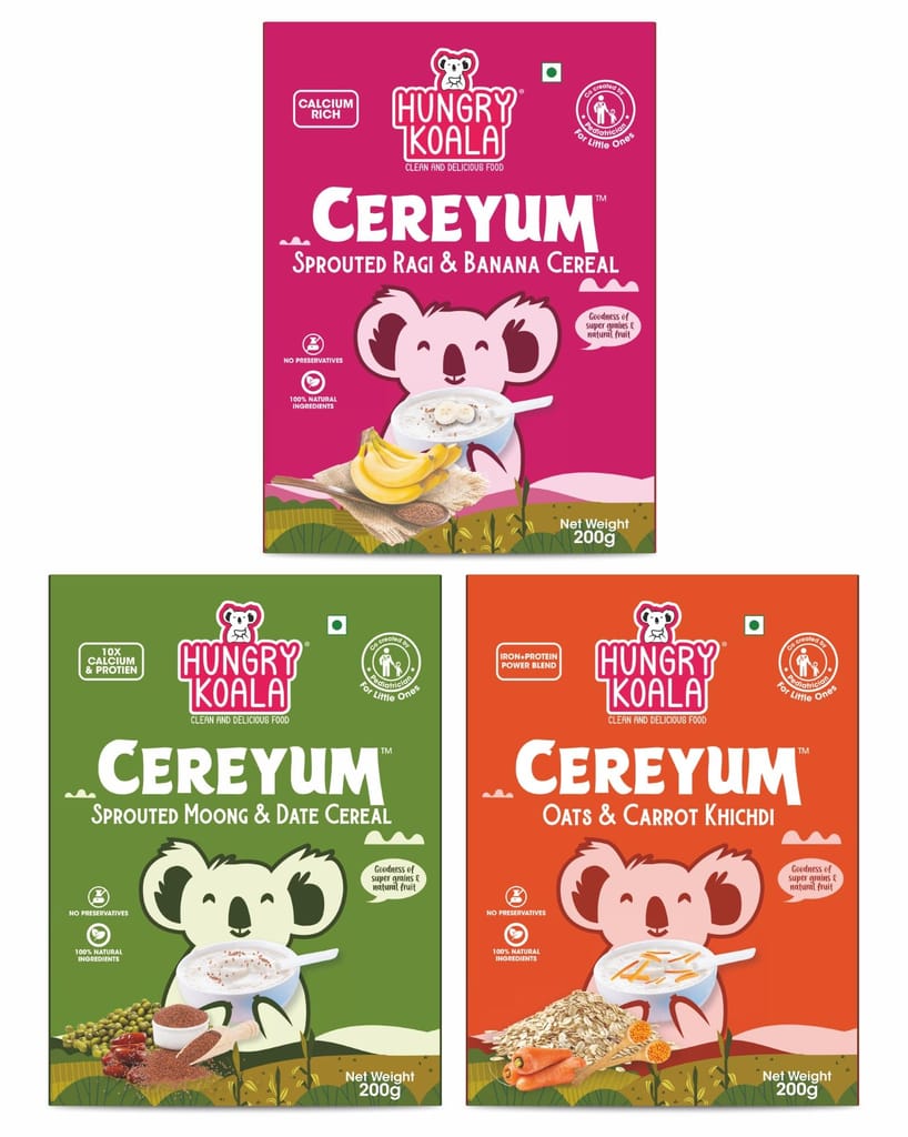 HUNGRY KOALA Cereal Made With Natural Ingridients For Kids To Grow Healthy No Preservative Or Additives Or Maida 200 Grams Pack Of 3