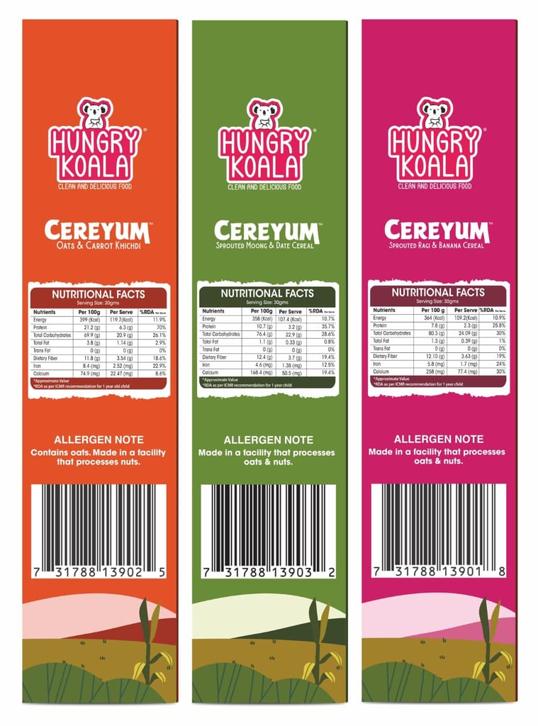 HUNGRY KOALA Cereal Made With Natural Ingridients For Kids To Grow Healthy No Preservative Or Additives Or Maida 200 Grams Pack Of 3 view 2